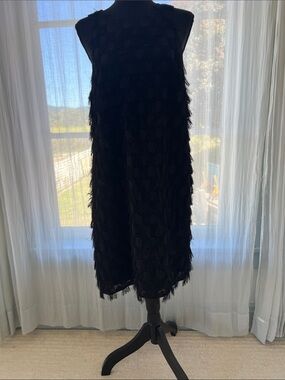 Anthropologie Black Textured Sleeveless Midi Dress